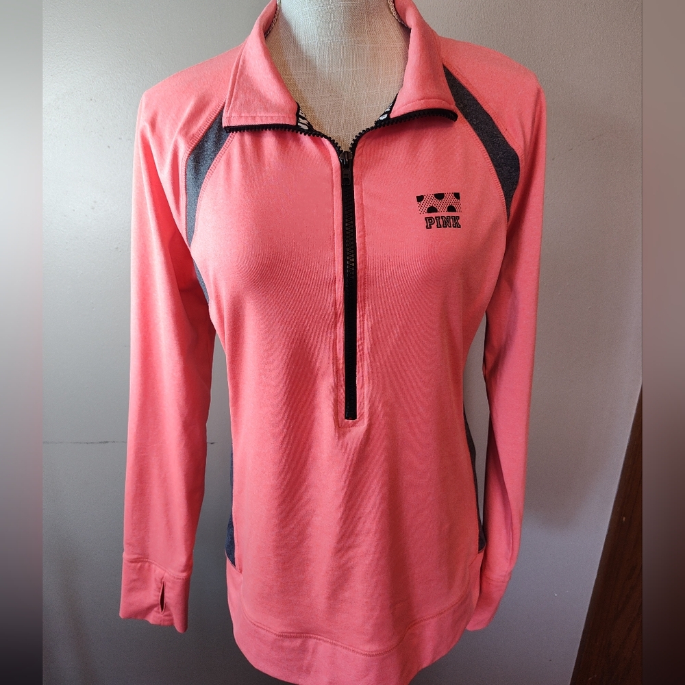 PINK Victoria’s Secret Quarter Zip Sweatshirt Size Large Pink In Color